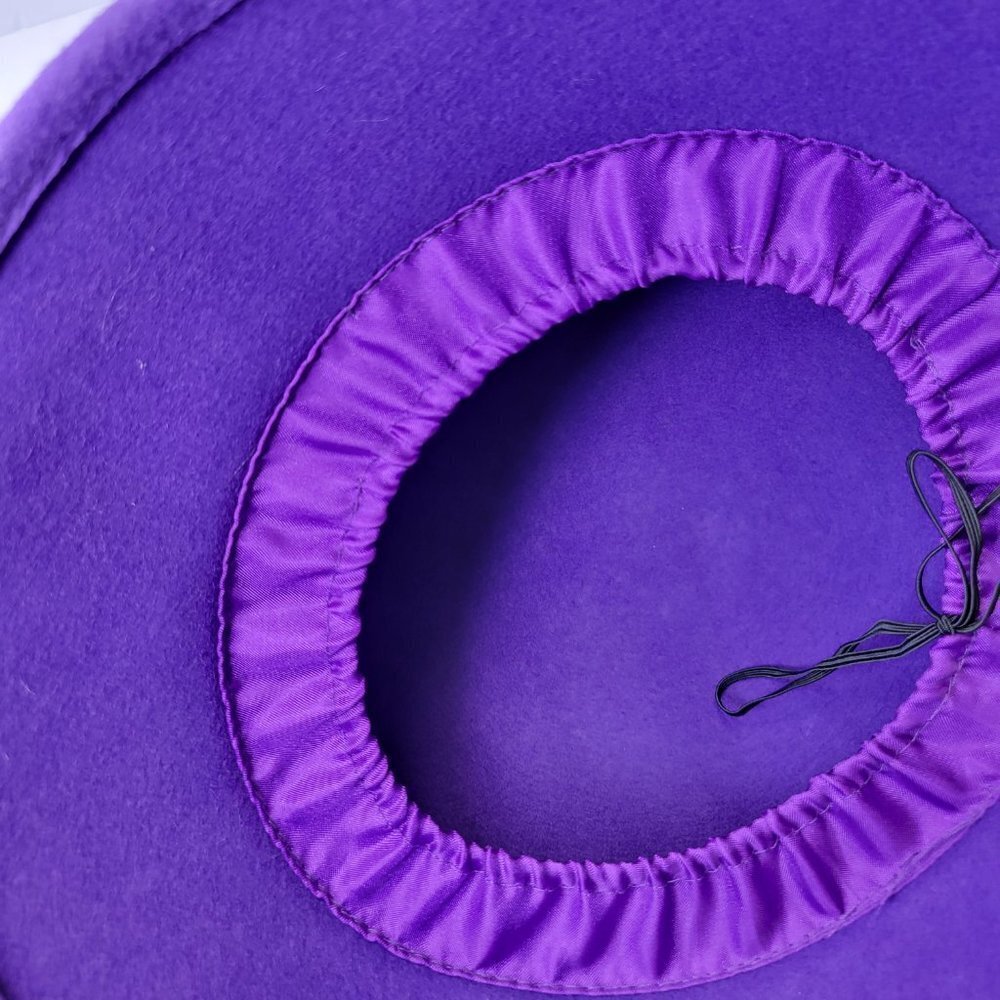 Purple Wool Hat, Purple Satin, Bucket Dress Hat,Church Hat- NEW - Picture 8 of 16